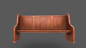 Wooden Church Pew Bench model