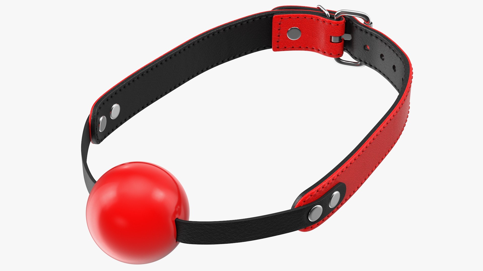 Leather Band Mouth Gag Red 3D model preview