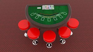 Blackjack Table Set 3D model