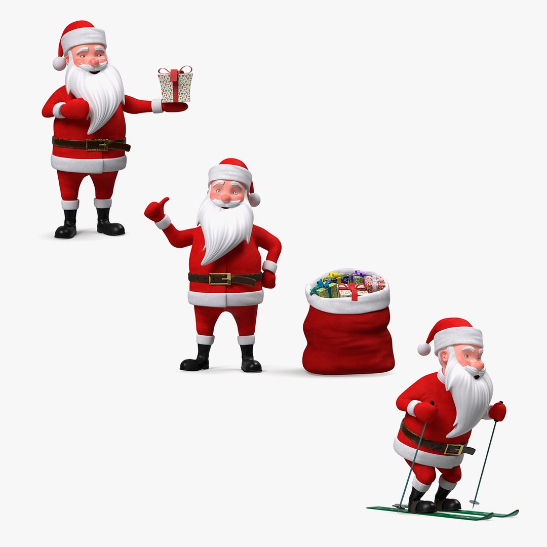 Cartoon Character Santa Clauses Collection 3D model preview
