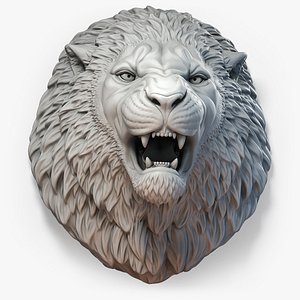 Angry Lion Head Animal Sculpture