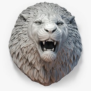 Angry Lion Head Animal Sculpture