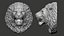 Angry Lion Head Animal Sculpture 3D