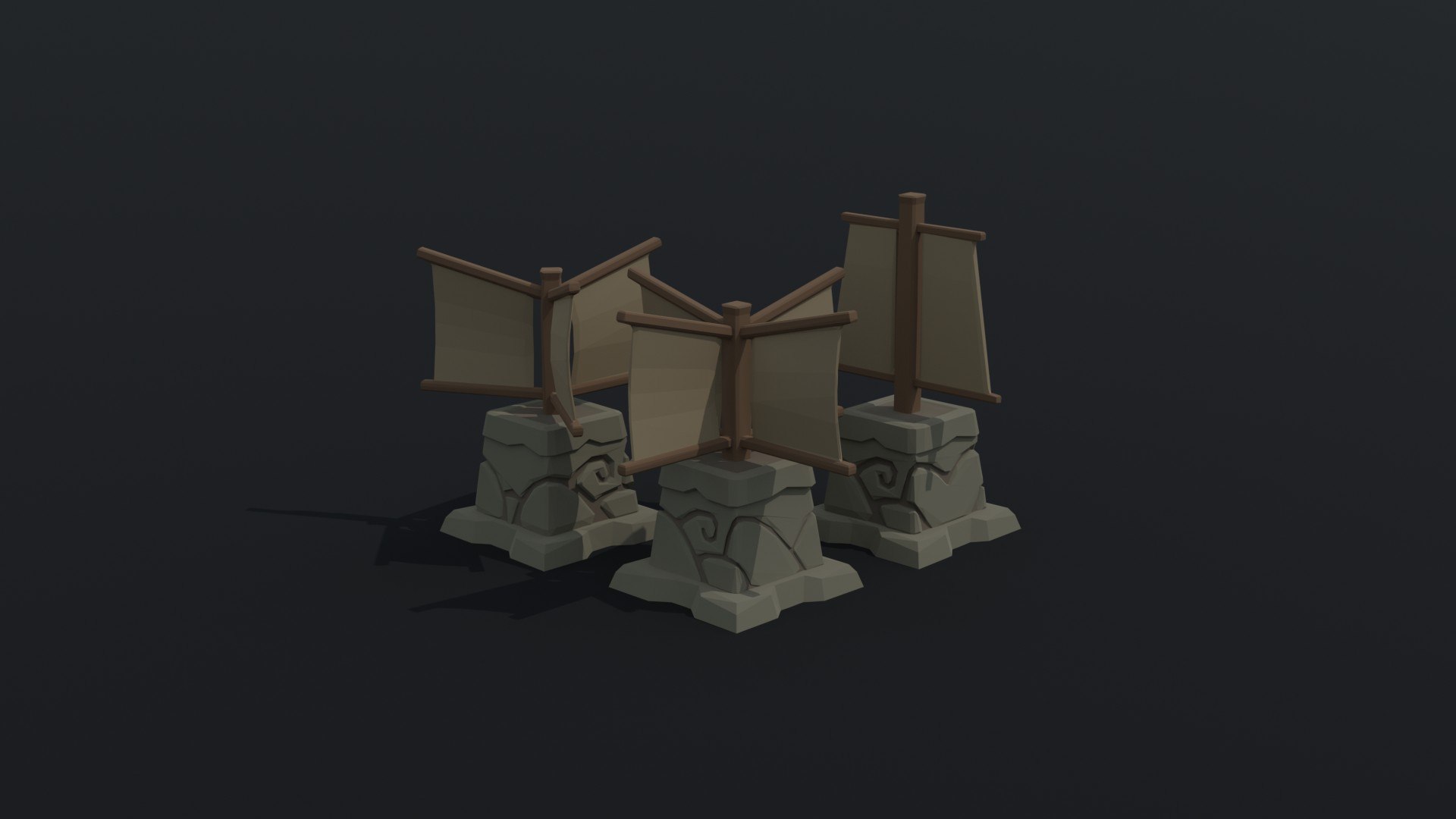 Low-poly Cartoon fantasy asion road sign Polygonal3Dモデル - TurboSquid ...