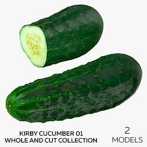 3D Kirby Cucumber 01 Whole and Cut Collection - 2 models