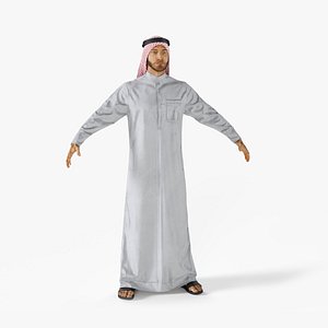 Arab Man with Traditional Arabic Hat Rigged Fur model