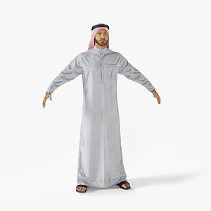 Arab Man with Traditional Arabic Hat Rigged Fur
