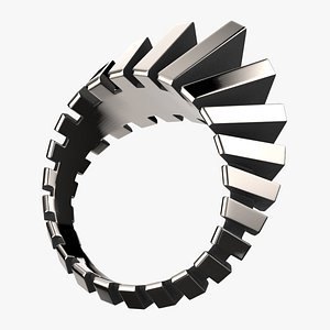 3D Dune Inspired Sculptural Ring Silver Steel model