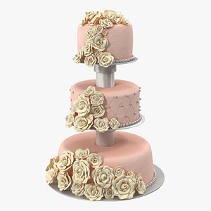 Three Tier Wedding Cake with Sugar Roses