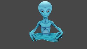 3D SITTING ALIEN model
