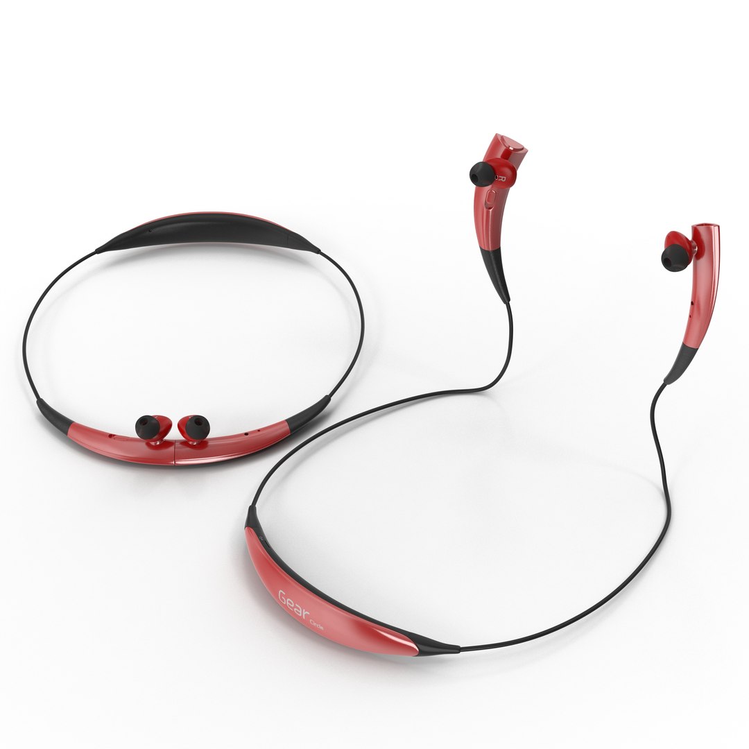 Bluetooth Headset Samsung Gear Circle Red 3D Models Set 3D model preview