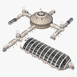 Space Colonization Base Greenhouse 01 Clean and Dirty 3D model