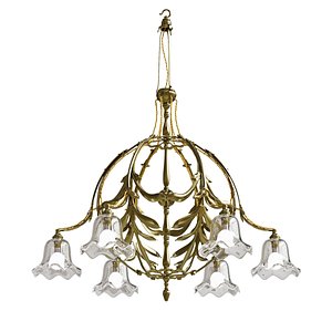 Very Rare Brass Chandelier by was Benson model