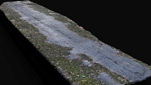 3D forest asphalt damaged postapo road path photogrammetry
