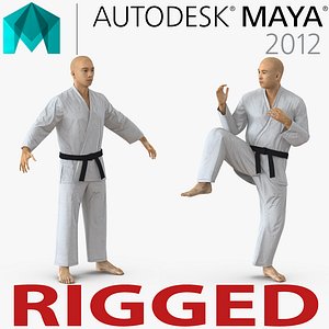 Japanese Karate Fighter Rigged for Maya