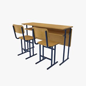 3D school desk model