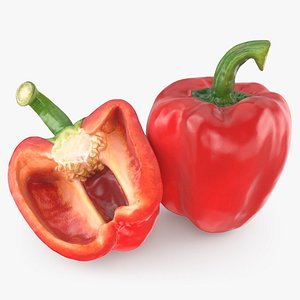 Red Bell Pepper with Half