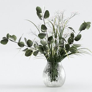 3D grass flower bouquet model