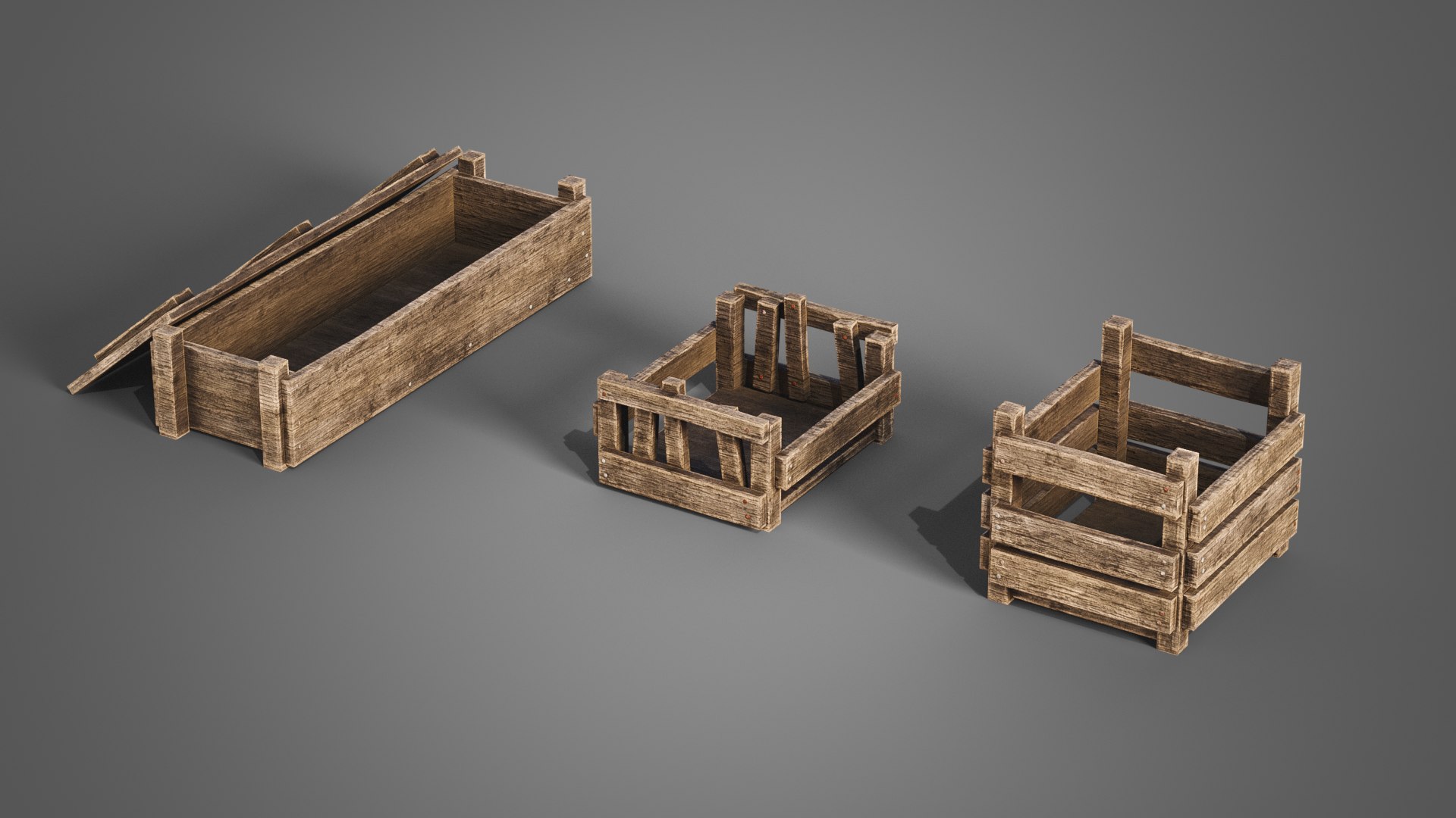 3D Medieval Wooden Boxes - TurboSquid 2019268