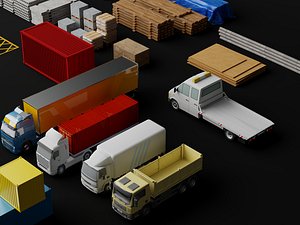 3D Industrial Warehouse Cargo Construction Site Asset Pack model
