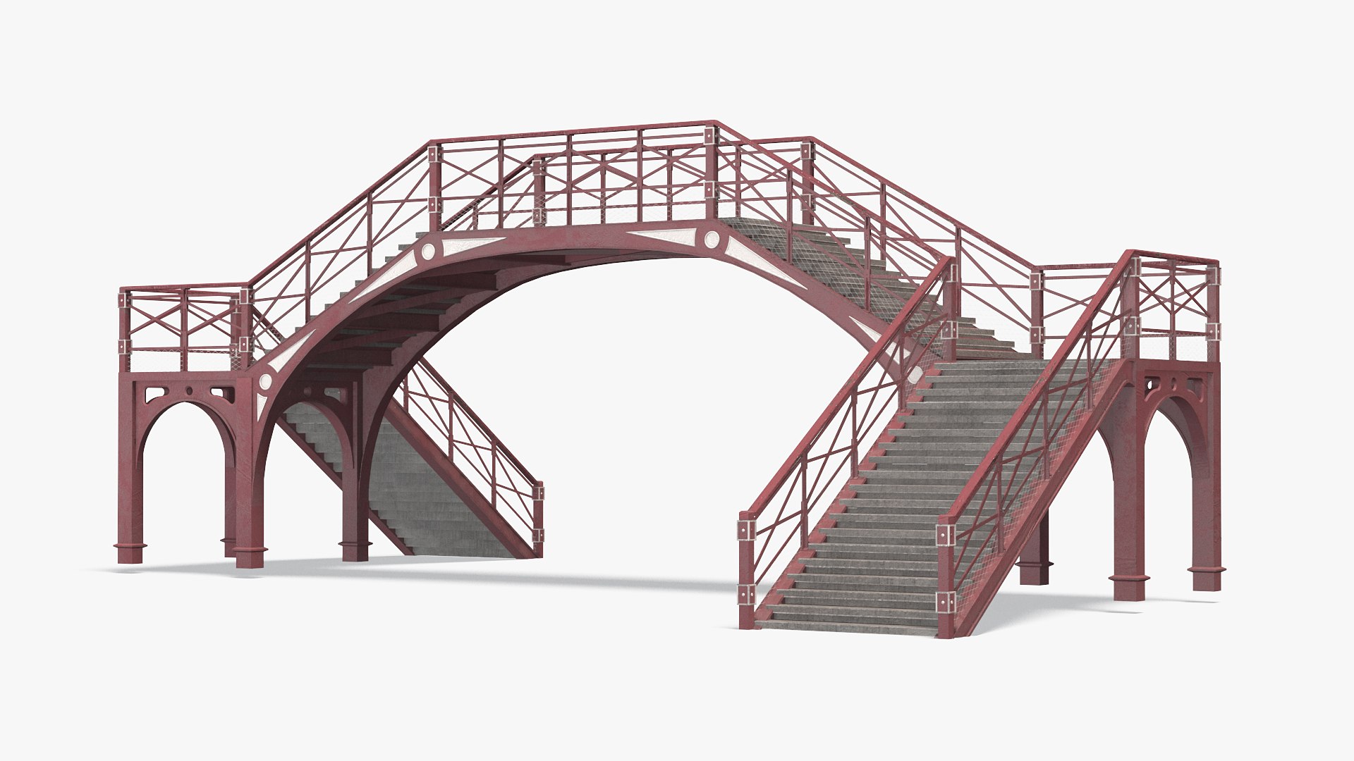 Retro Railway Pedestrian Bridge 3D model preview
