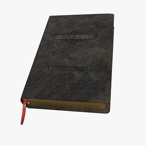 Leather Bound Bible Gold Leaf Pages with Red Bookmark 3D