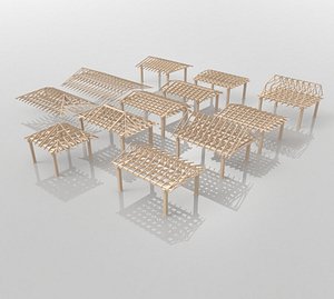 3D Wood Roof Collections model