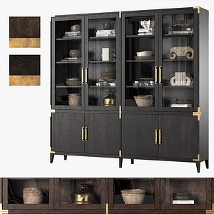 Cayden Campaign 4-door Glass Sideboard and Hutch Dark