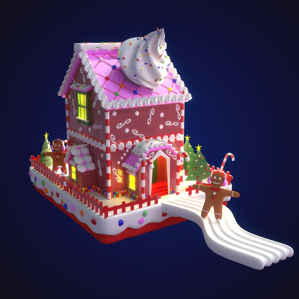 3D model Stylized Christmas House made of sweet 3D model