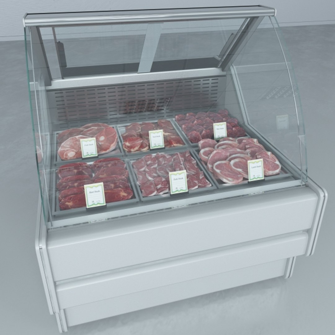 3d Custom Refrigerated Showcase Meat Model