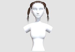 Pigtails Two Hairstyle 3D model