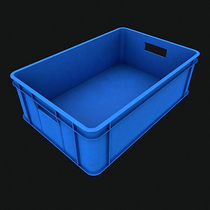 3D Blue Plastic Storage Industrial Container model