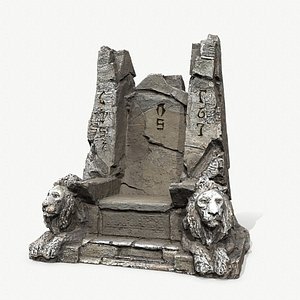 3D Lion Stone Throne