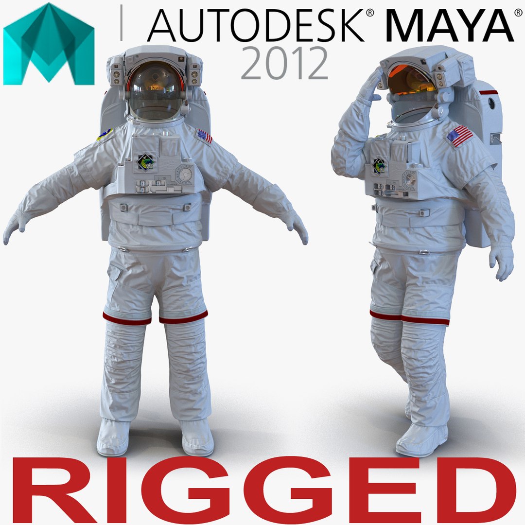 Extravehicular Mobility Unit Rigged for Maya 3D model preview