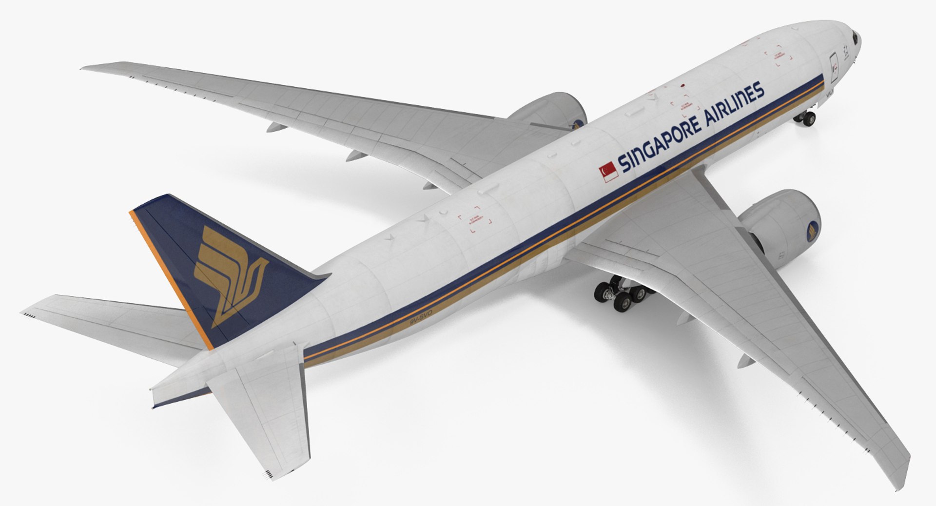 boeing 777 freighter singapore 3d model