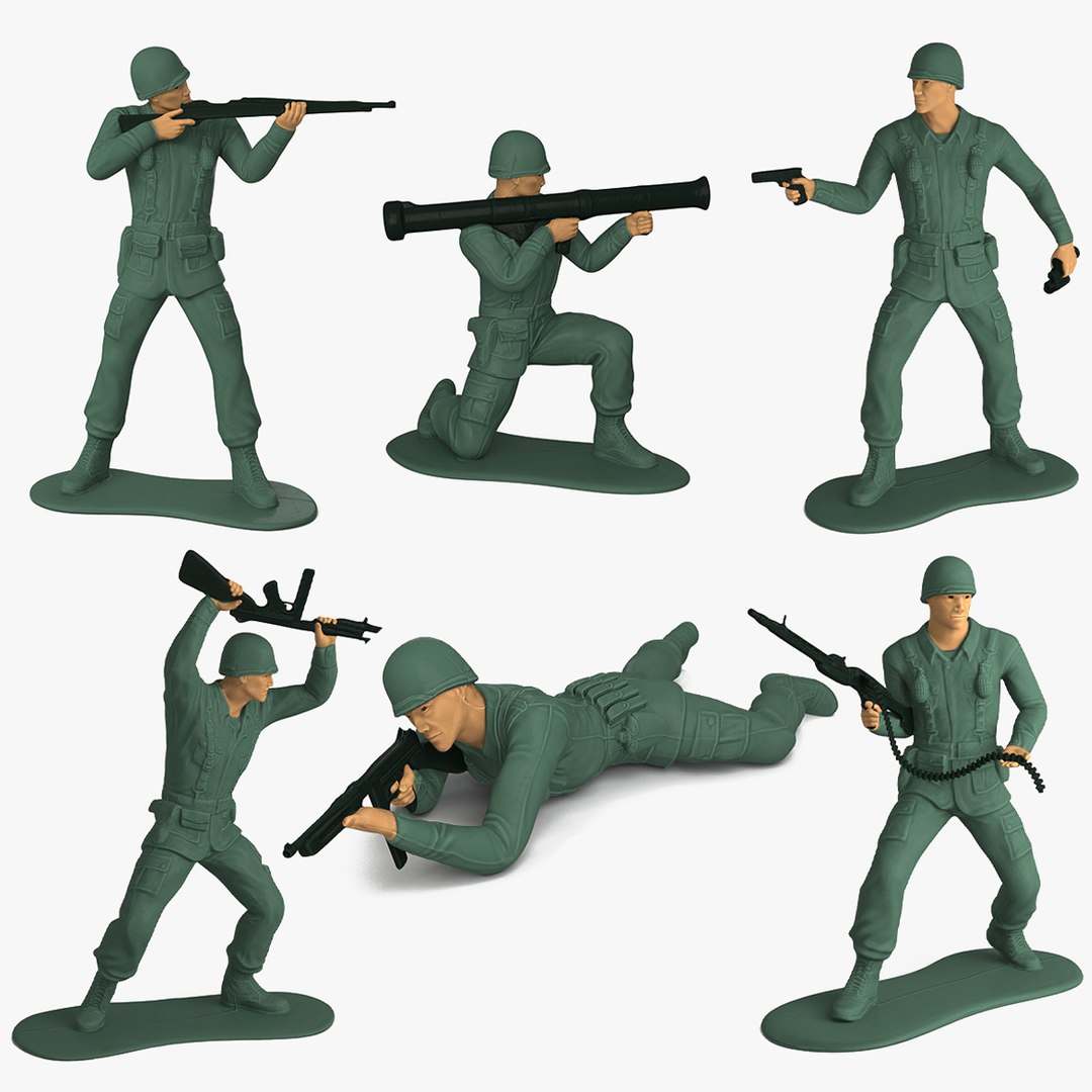 Vintage Toy Soldier Set 3D model preview