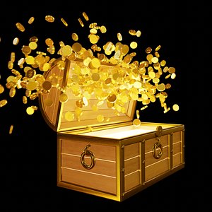Treasure Chest with Gold Coins 3D Fantasy Prop  Game Asset 3D model