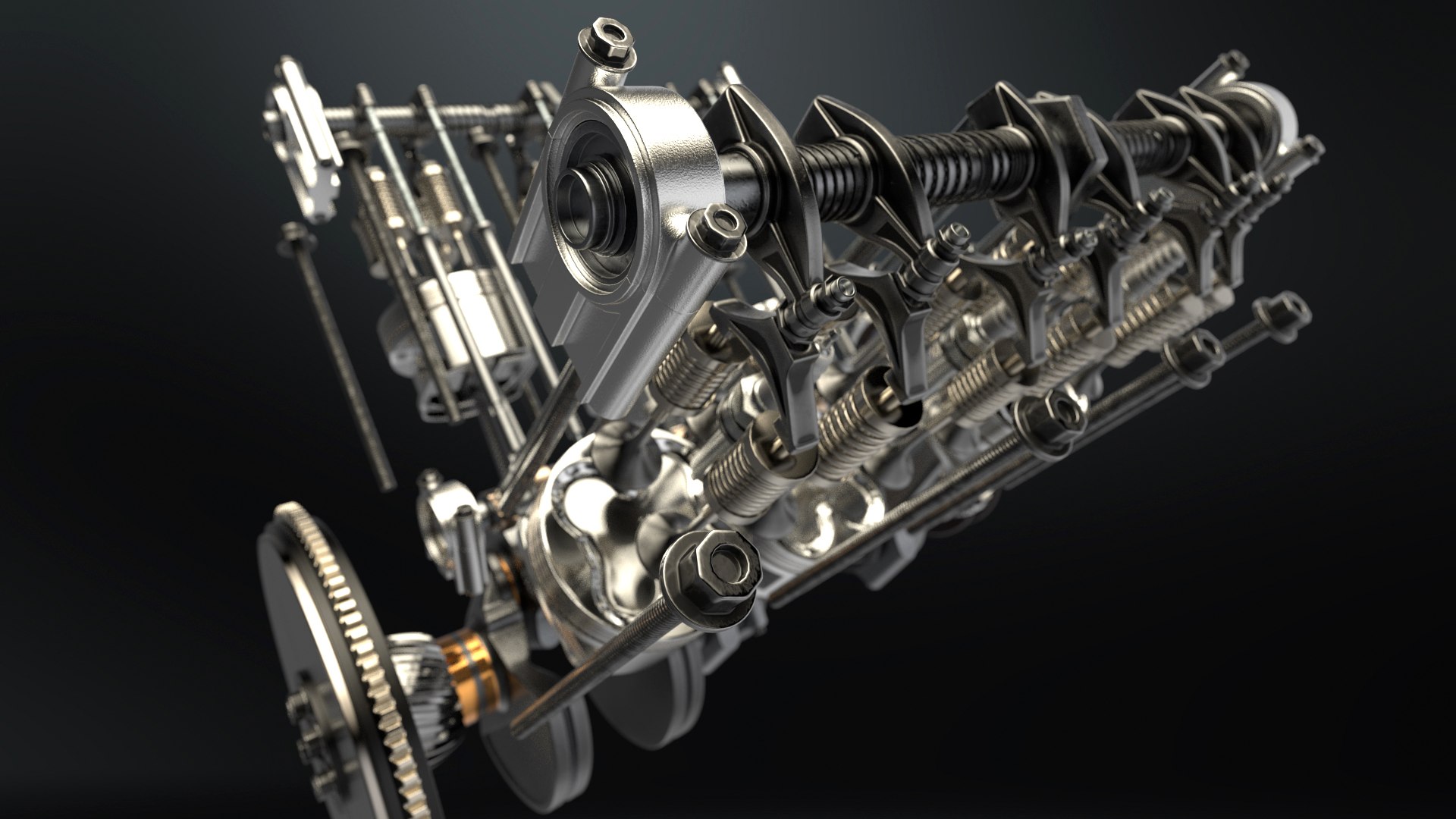 3D V6 Engine Working Animated - TurboSquid 1756751