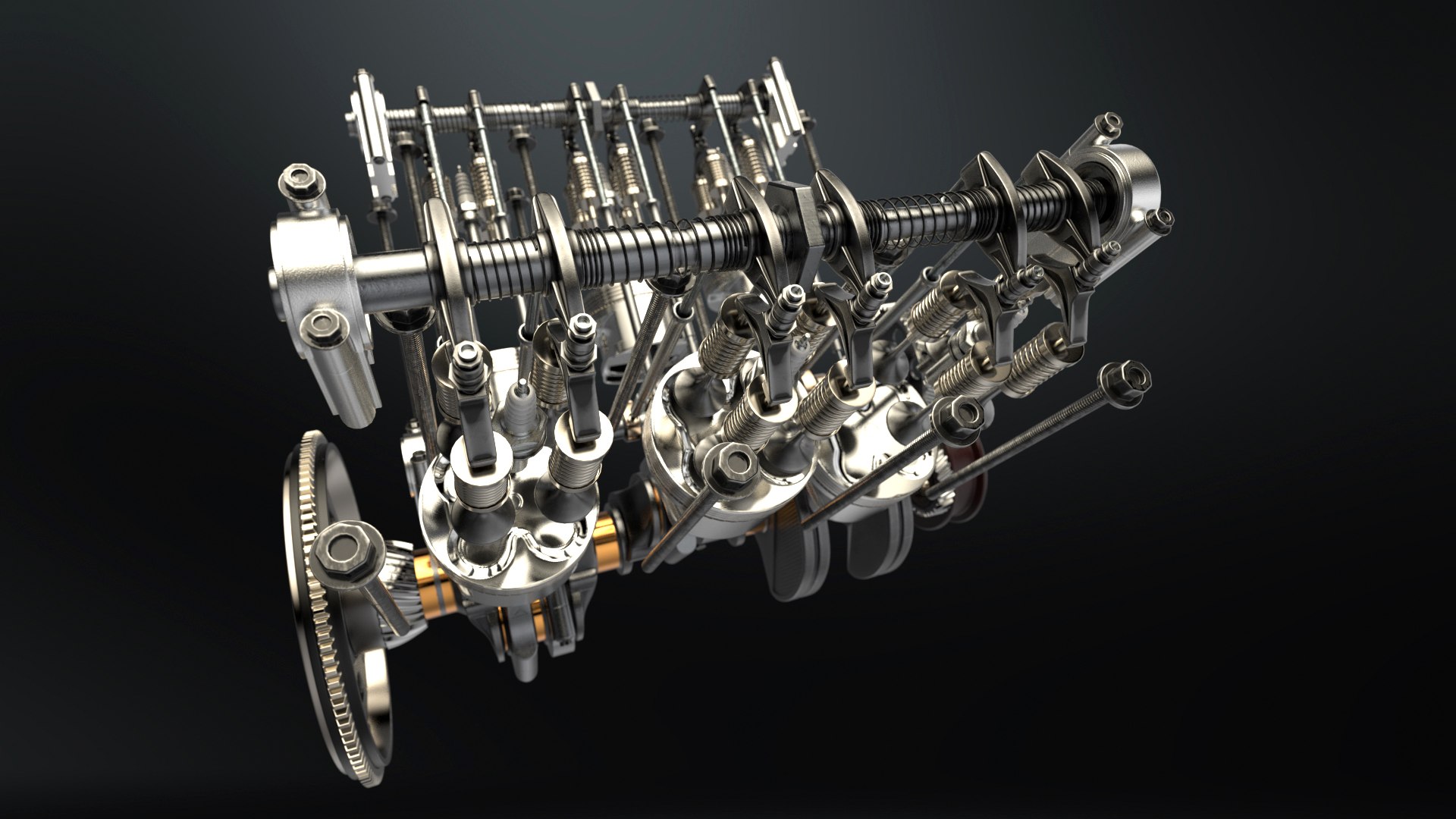 3D V6 Engine Working Animated - TurboSquid 1756751