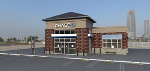 3D model Chase Bank and parking lot - Realistic and PBR