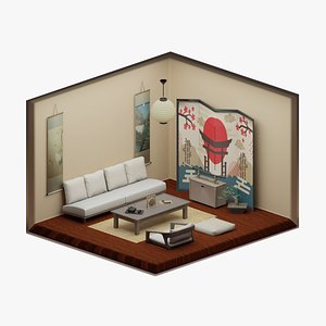 Japanese Living Room Set 3D model