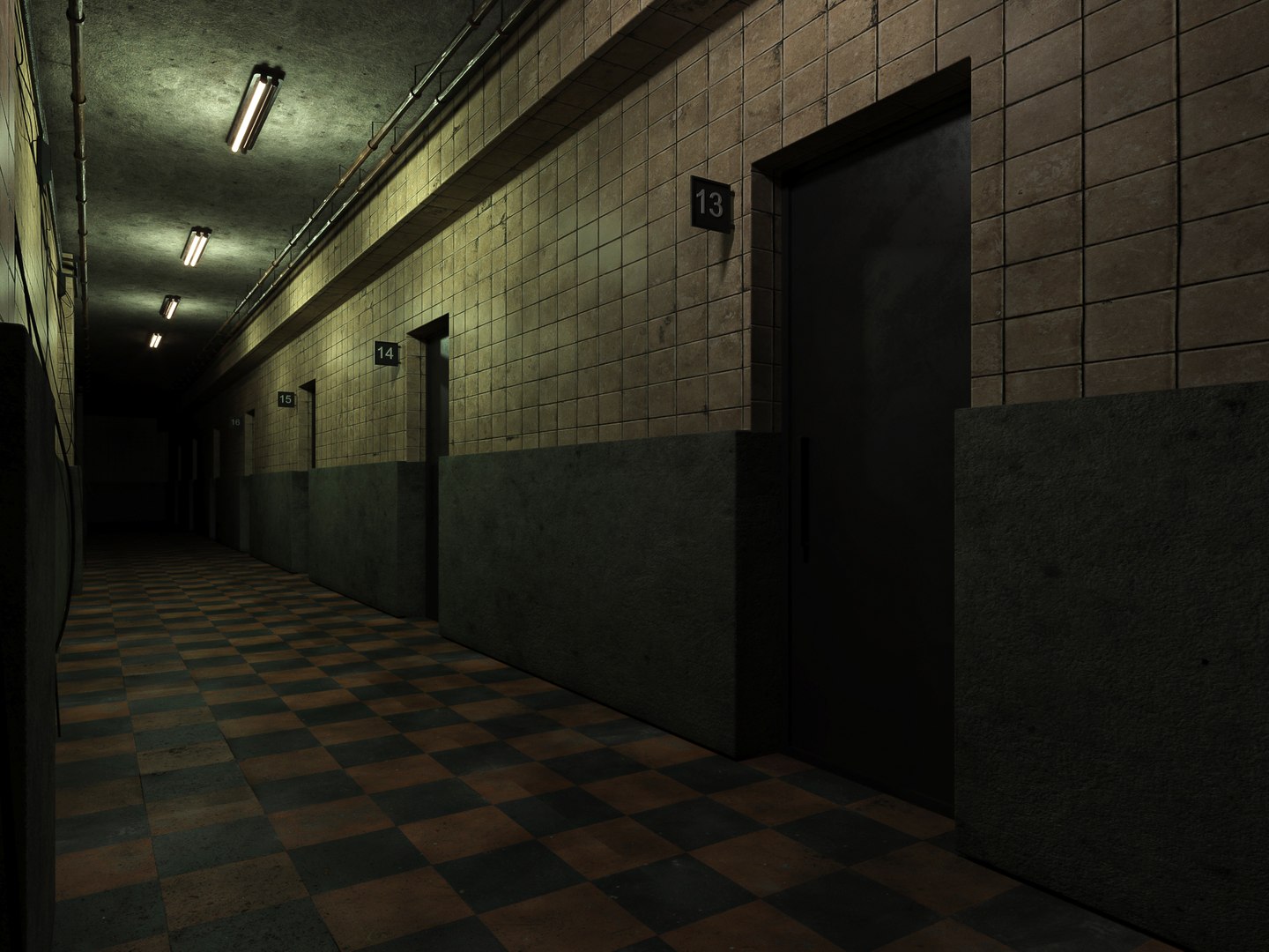 3D old dark scary corridor 11 - TurboSquid 2151595