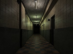 3D old dark scary corridor 11