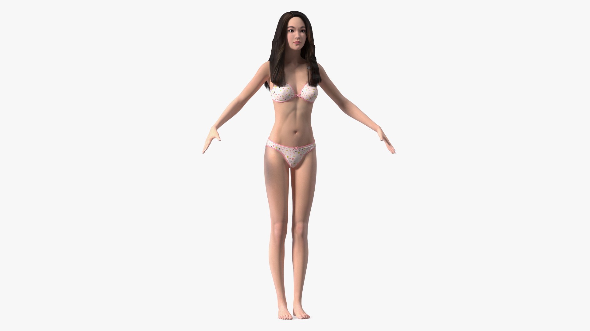Chinese Woman Lingerie Rigged for Cinema 4D 3D model preview
