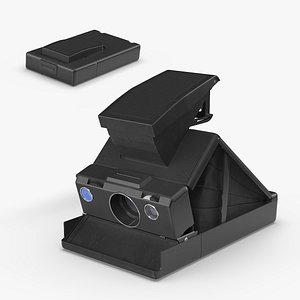 Vintage Foldable Land Film Camera Black Body Rigged 3D model