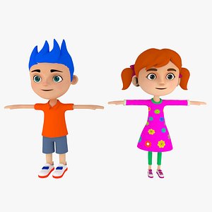 3D Kids Couple model