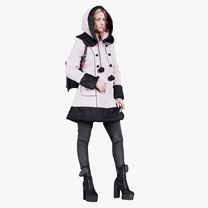 Woman in Pink Coat 01 Remastered 3D model