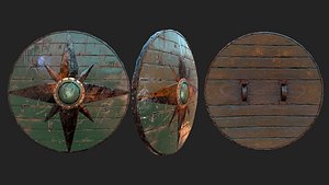 3D viking historical green shield