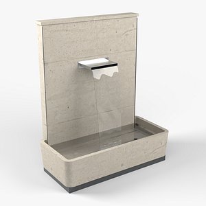 3D Concrete Garden Waterwall with Stainless Spout