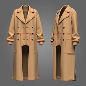 3D women long Coat  3D Model